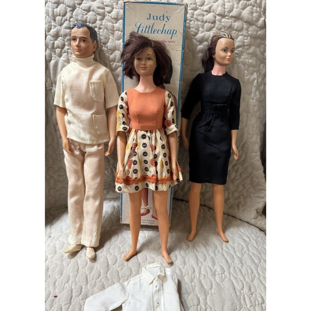 Vintage Judy Littlechap Dr. John Lisa Littlechap Doll Lot Box Clothes TLC 1963